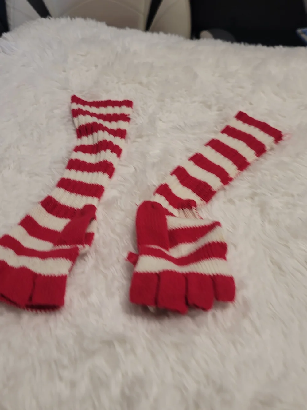 🔥3 For $25 Striped Pink & Cream Womens Convertible Mittens